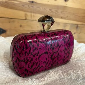 DVF Magenta Faux Python Clutch- NWT